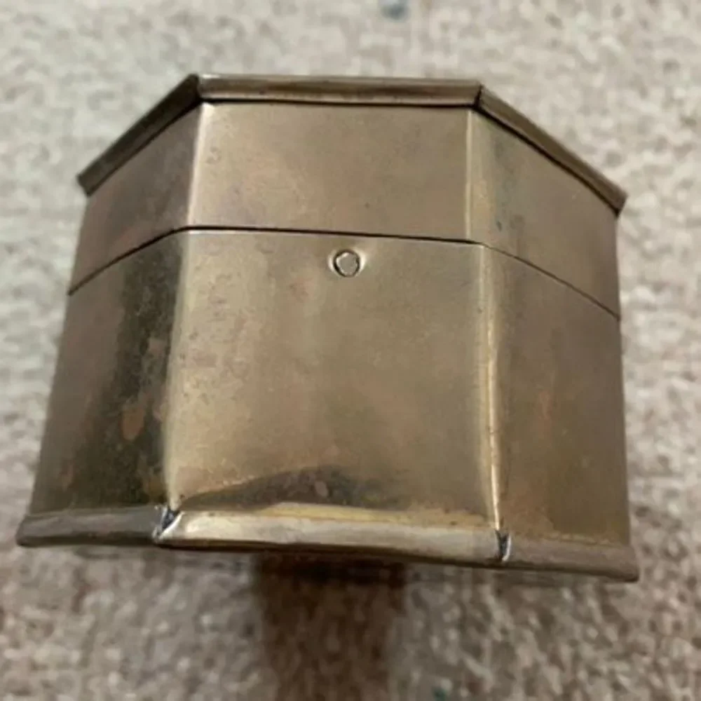Brass 3” Octagon Trinket Box With Lid Made In India